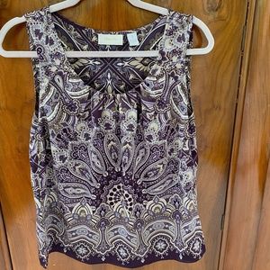 CHICOS PURPLE PAISLEY SLEEVELESS TOP, Sz 1